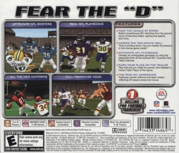 Madden NFL 2005 (US) box cover back